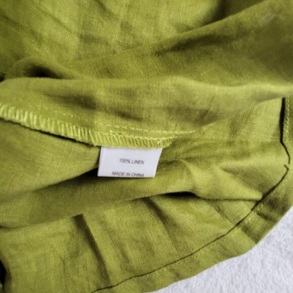For Cynthia Petite Women Asymmetrical Button Linen Tunic Top 1X Green Artsy NWOT - Picture 3 of 8